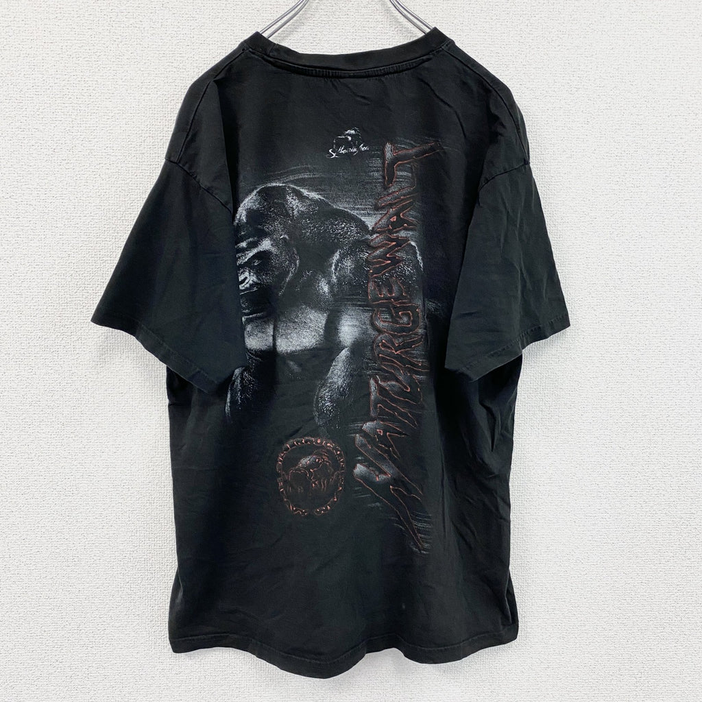 SILVERRUCKEN　ゴリラ　半袖アニマルプリントTシャツ　黒　ブラック　XLサイズ