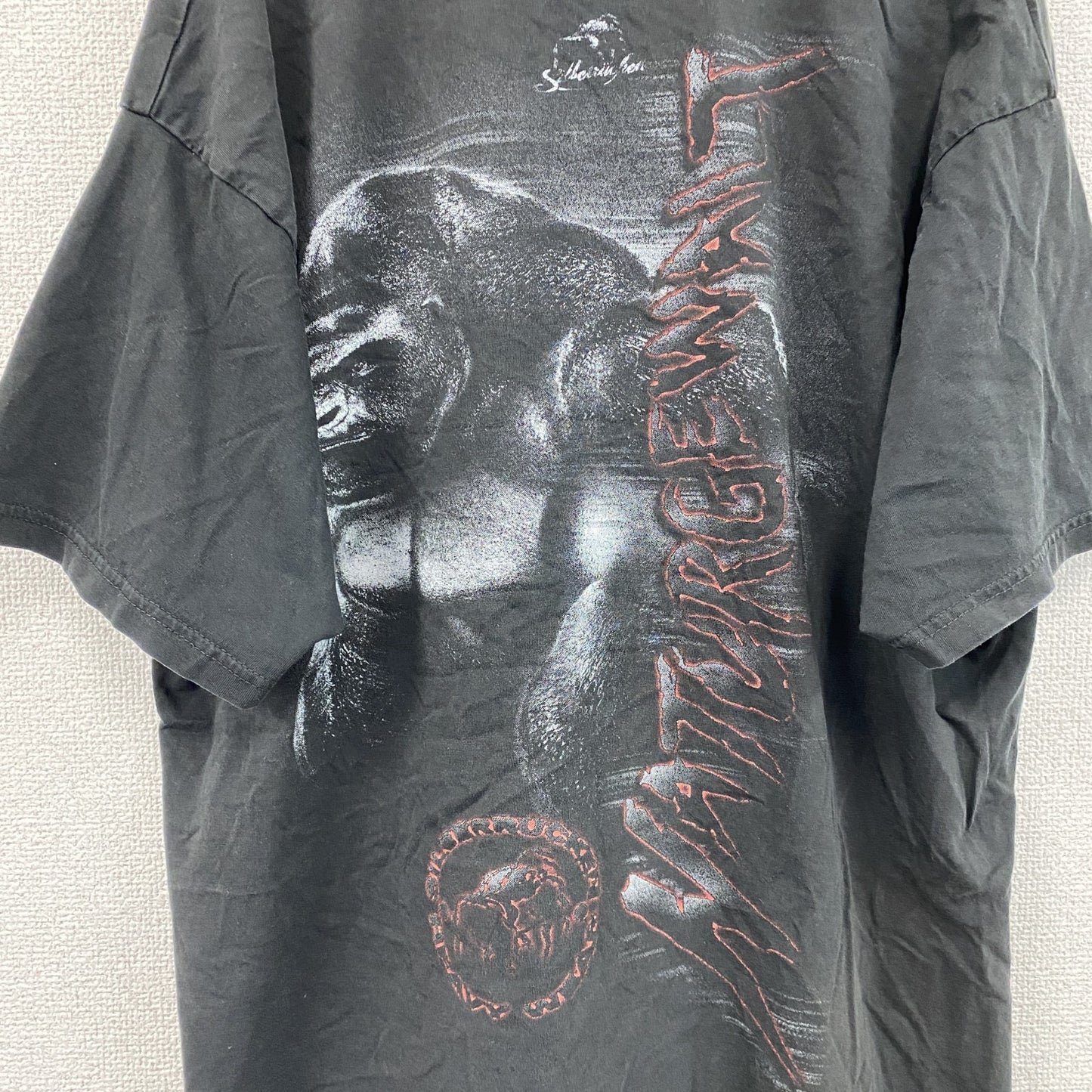 SILVERRUCKEN　ゴリラ　半袖アニマルプリントTシャツ　黒　ブラック　XLサイズ