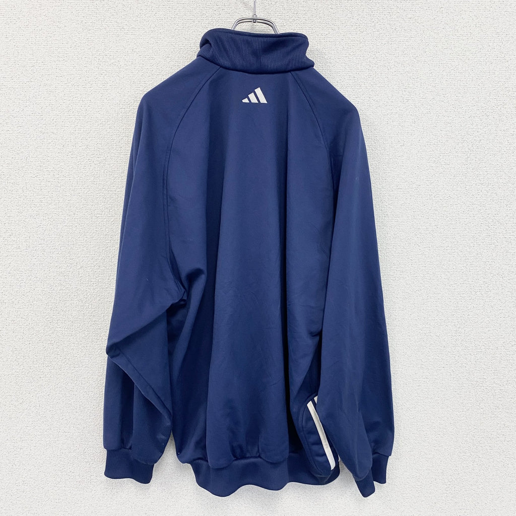 90s　adidas　アディダス　トラックジャケット/ジャージ　ヴィンテージ　刺繍ロゴ　紺　ネイビー　2XLサイズ
