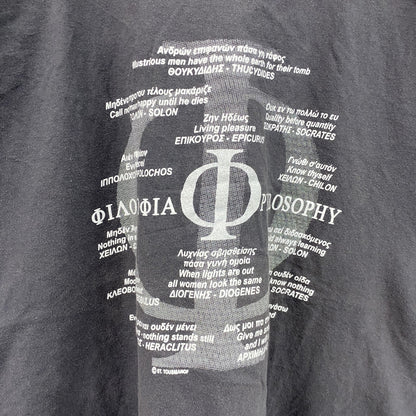 B&C　半袖プリントTシャツ　フェード　英字プリント　ビッグデザイン　クルーネック　黒　ブラック　2XLサイズ