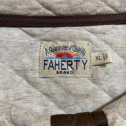 古着 used　FAHERTY　長袖ハーフボタンスウェット　トレーナー　ダイヤモンドキルティング　アイボリー　秋冬服　XLサイズ