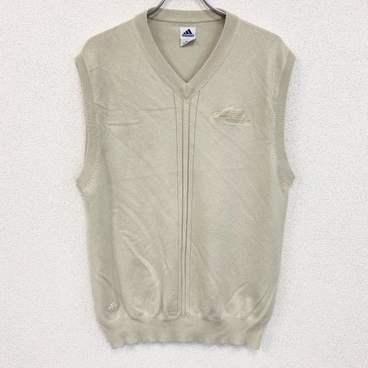 00s　adidas　アディダス　カシミヤ混シルクニットベスト　ヴィンテージ　ライトベージュ　2XLサイズ