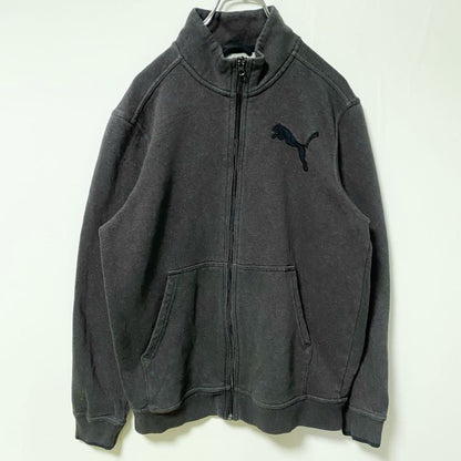 古着 used PUMA プーマ 長袖フルジップジャージスウェットパーカー　トレーナー　スポーティー　チャコールグレー　Ｍサイズ