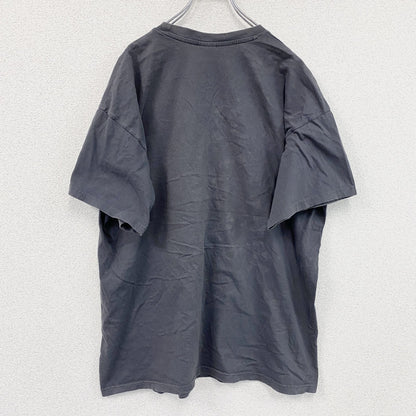 B&C　半袖プリントTシャツ　フェード　英字プリント　ビッグデザイン　クルーネック　黒　ブラック　2XLサイズ
