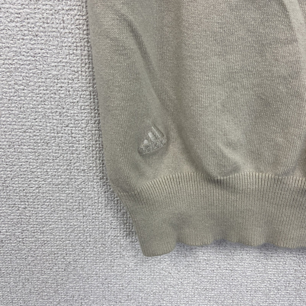 00s　adidas　アディダス　カシミヤ混シルクニットベスト　ヴィンテージ　ライトベージュ　2XLサイズ