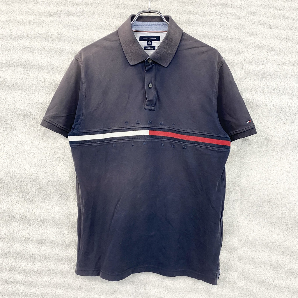 TOMMY HILFIGER　トミーヒルフィガー　半袖ポロシャツ　フェード　紺　ネイビー　XLサイズ