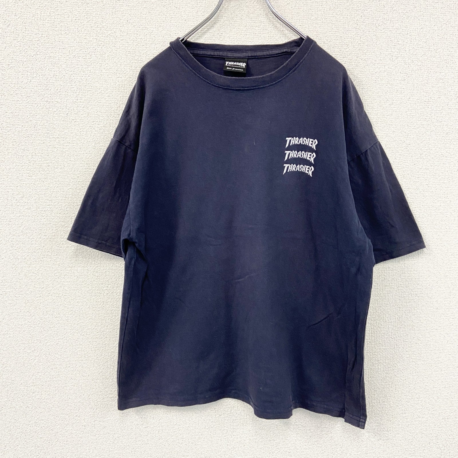 THRASHER スラッシャー　半袖プリントTシャツ　紺　ネイビー　Lサイズ