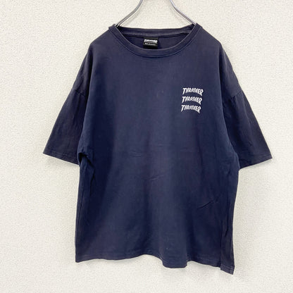 THRASHER スラッシャー　半袖プリントTシャツ　紺　ネイビー　Lサイズ