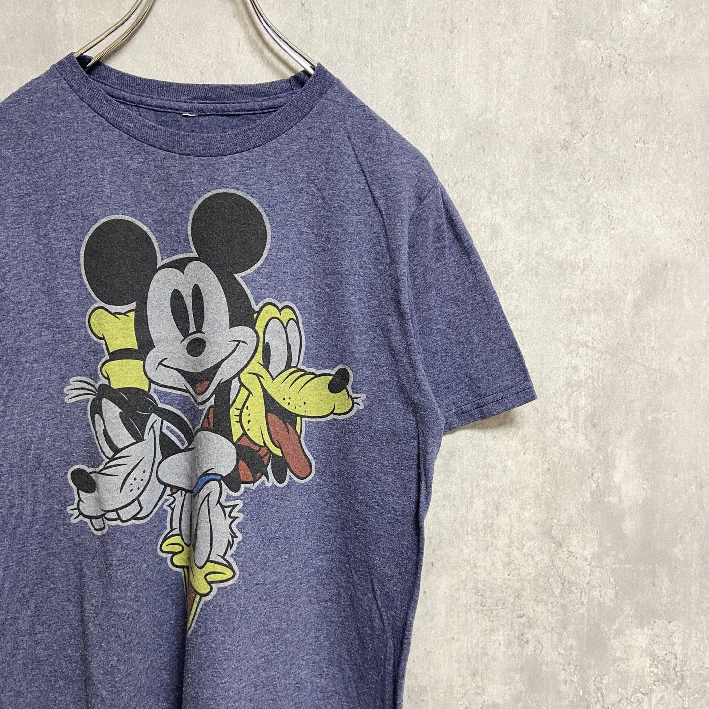 古着 used　Disney　ディズニー　Mickey mouse　ミッキーマウス　ドナルド　半袖プリントTシャツ　ネイビー