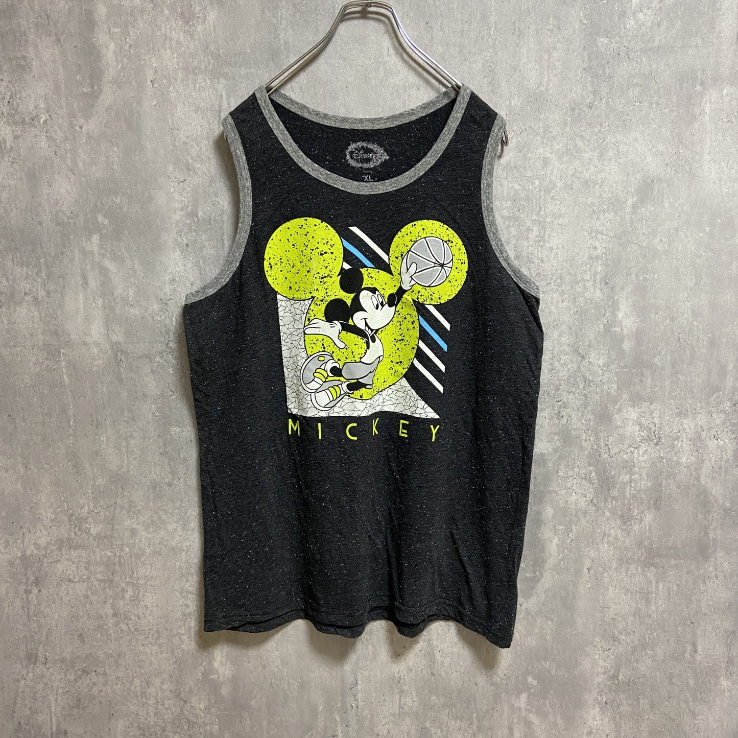 古着 used　Disney　ディズニー　Mickey mouse　ミッキーマウス　プリントタンクトップ　黒　ブラック　スポーツ