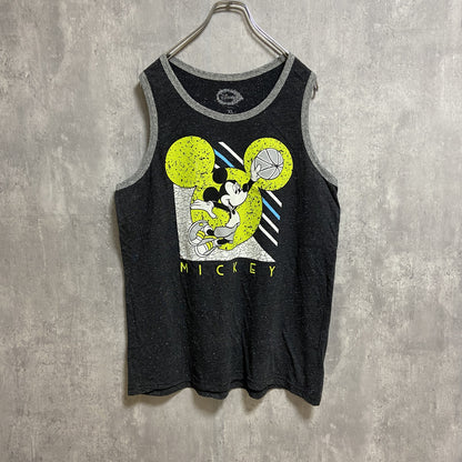 古着 used　Disney　ディズニー　Mickey mouse　ミッキーマウス　プリントタンクトップ　黒　ブラック　スポーツ