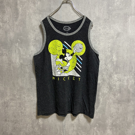 古着 used　Disney　ディズニー　Mickey mouse　ミッキーマウス　プリントタンクトップ　黒　ブラック　スポーツ