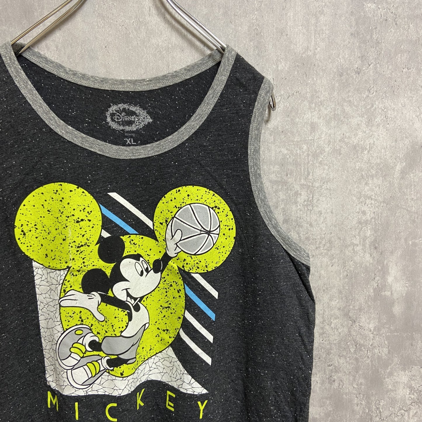古着 used　Disney　ディズニー　Mickey mouse　ミッキーマウス　プリントタンクトップ　黒　ブラック　スポーツ