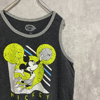 古着 used　Disney　ディズニー　Mickey mouse　ミッキーマウス　プリントタンクトップ　黒　ブラック　スポーツ