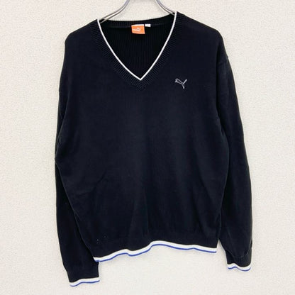 PUMA　プーマ　ニットセーター　刺繡ロゴ　黒　ブラック　Lサイズ