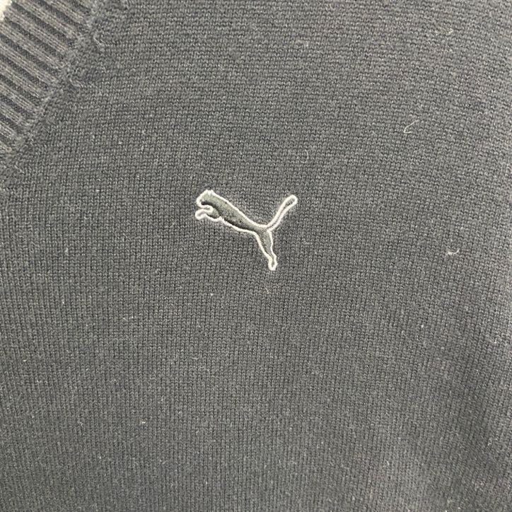 PUMA　プーマ　ニットセーター　刺繡ロゴ　黒　ブラック　Lサイズ
