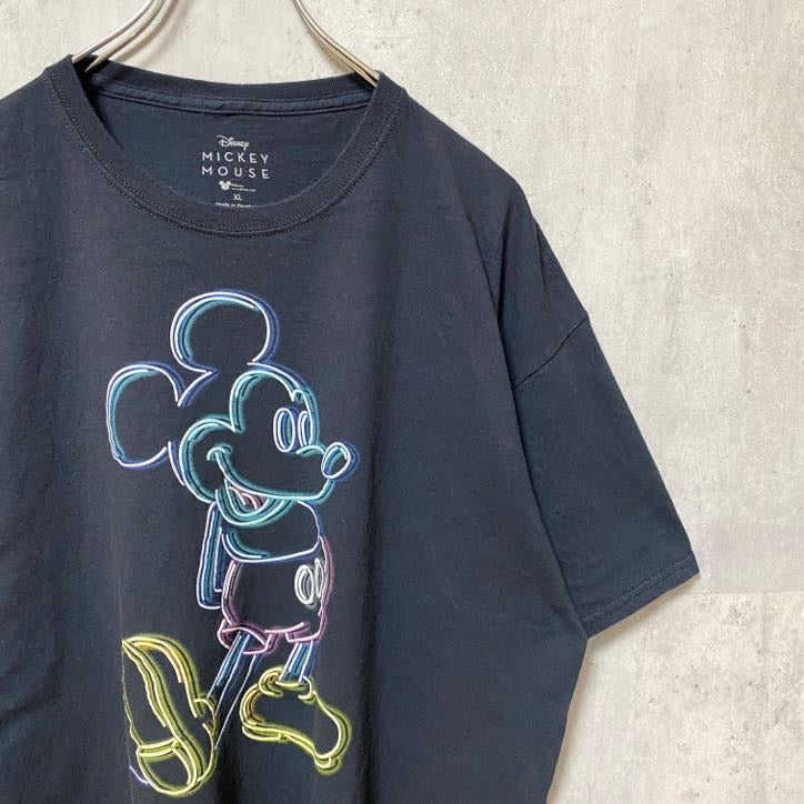 古着 used　Disney　ディズニー　半袖プリントTシャツ　黒　ブラック　Mickey　ミッキーマウス　オーバーサイズ