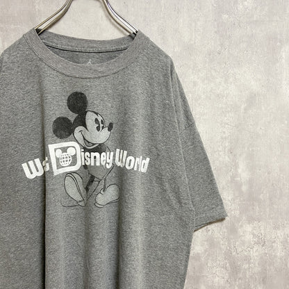 古着 used　Disney　ディズニー　Mickey mouse　ミッキーマウス　半袖プリントTシャツ　グレー　オーバーサイズ