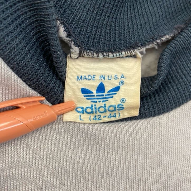 80s　adidas　アディダス　ロゴプリントトレーナー/スウェット　ヴィンテージ　紺　ネイビー　Lサイズ