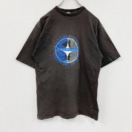 STAMINA　半袖プリントTシャツ　茶色　ブラウン　Sサイズ