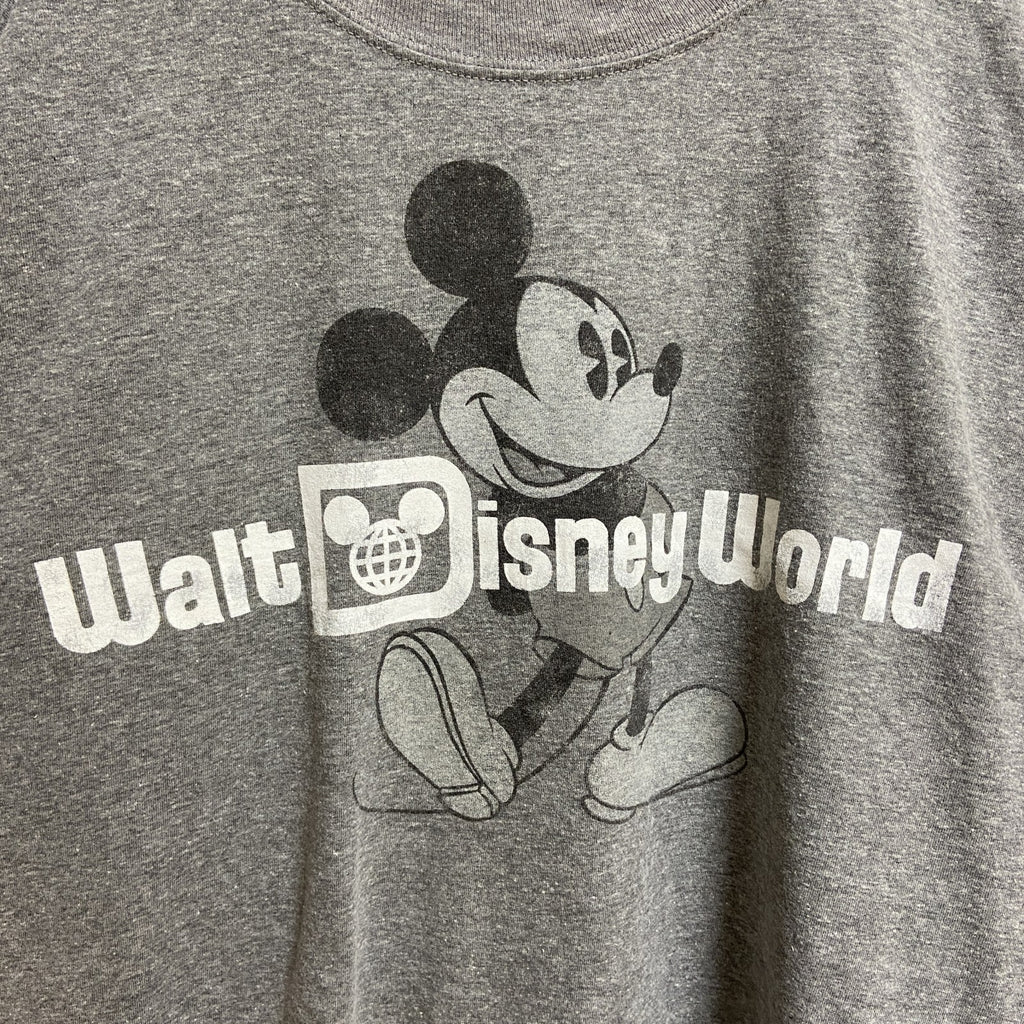 古着 used　Disney　ディズニー　Mickey mouse　ミッキーマウス　半袖プリントTシャツ　グレー　オーバーサイズ