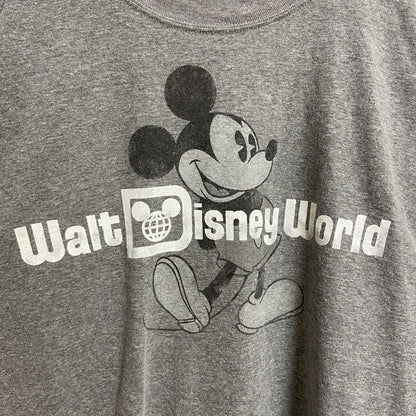 古着 used　Disney　ディズニー　Mickey mouse　ミッキーマウス　半袖プリントTシャツ　グレー　オーバーサイズ