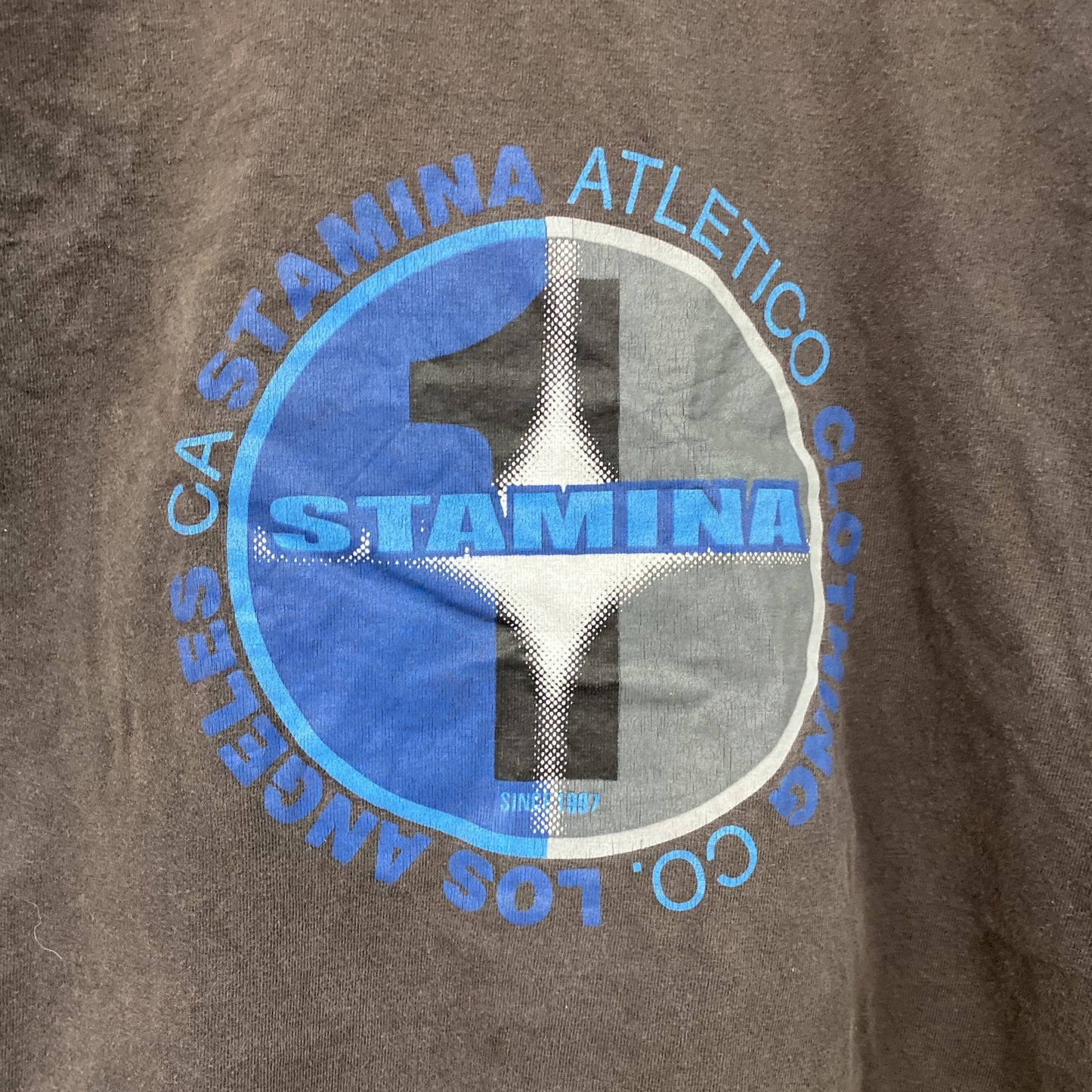 STAMINA　半袖プリントTシャツ　茶色　ブラウン　Sサイズ
