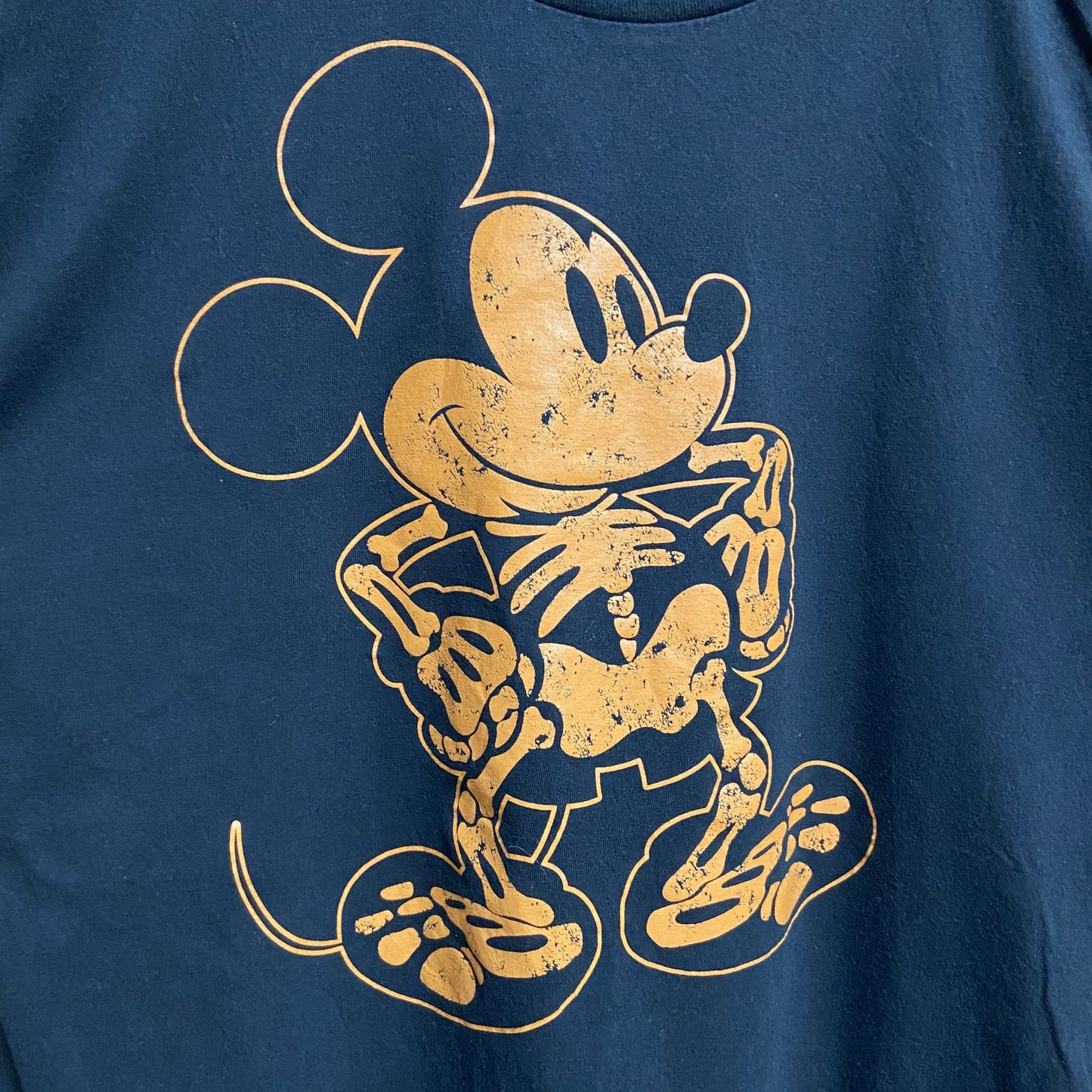 古着 used　Disney　ディズニー　Mickey mouse　ミッキーマウス　半袖プリントTシャツ　黒　ブラック　骨