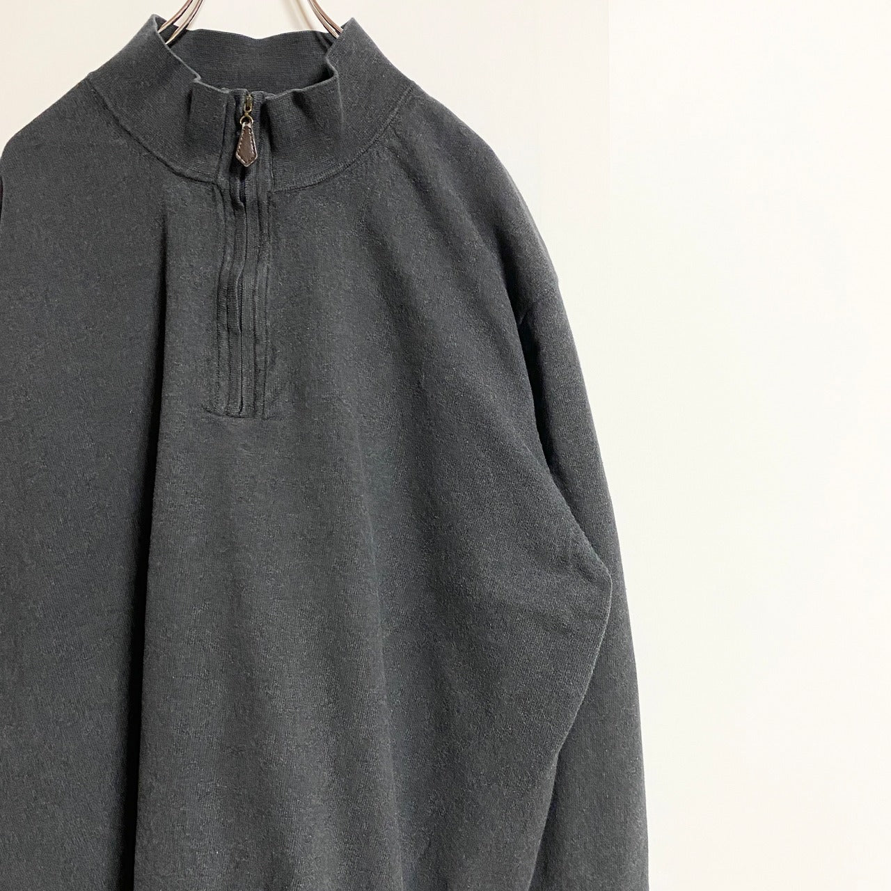 古着 used　PEBBLEBEACH　長袖ハーフジップトラックジャケット　ノームコア　ハイネック　グレー　秋冬服　2XLサイズ