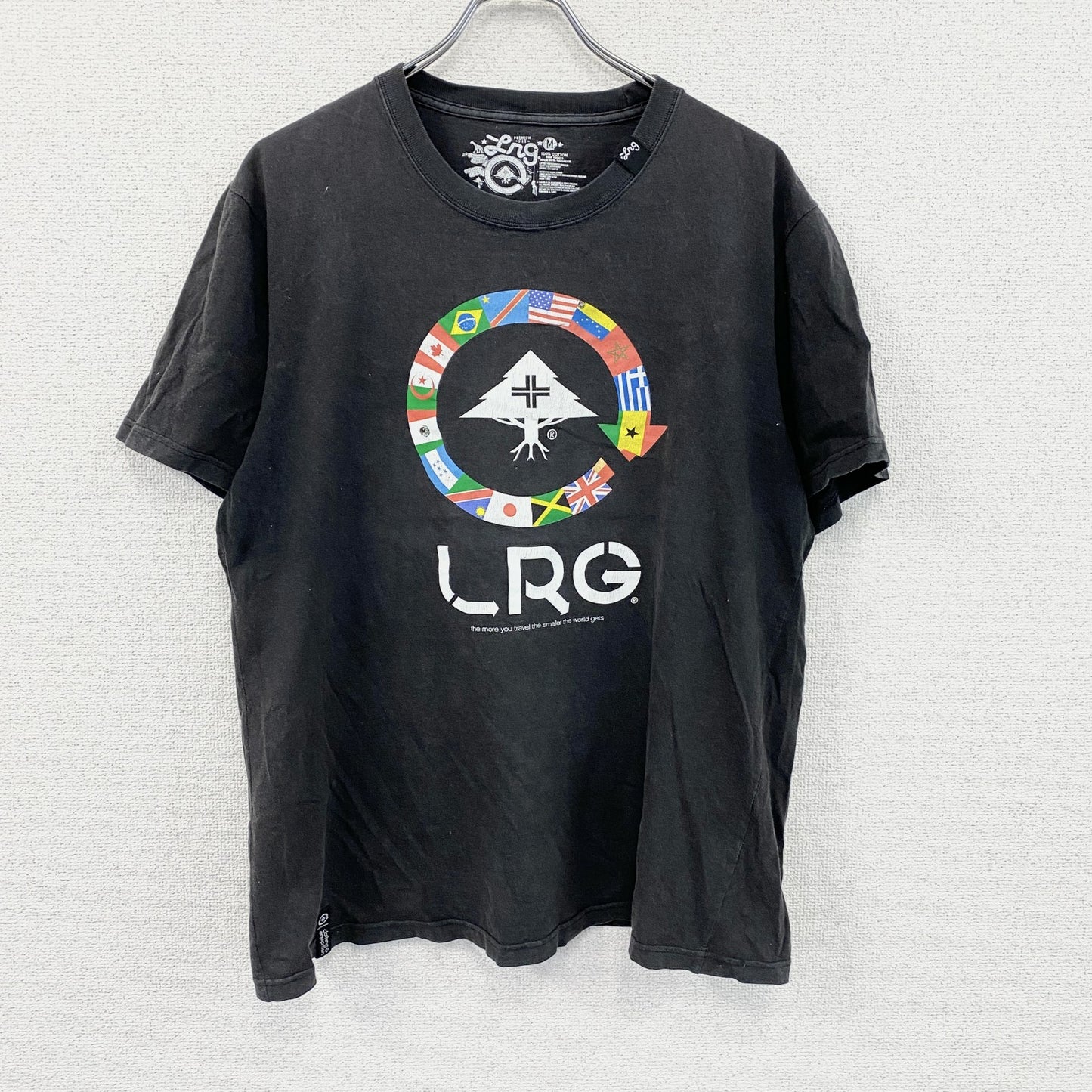 LRG　エルアールジー　半袖プリントTシャツ　国旗　星条旗　黒　ブラック　Mサイズ