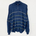 FILA　フィラ　ハーフジップコットンニットセーター　ボーダー柄　紺　ネイビー　Lサイズ
