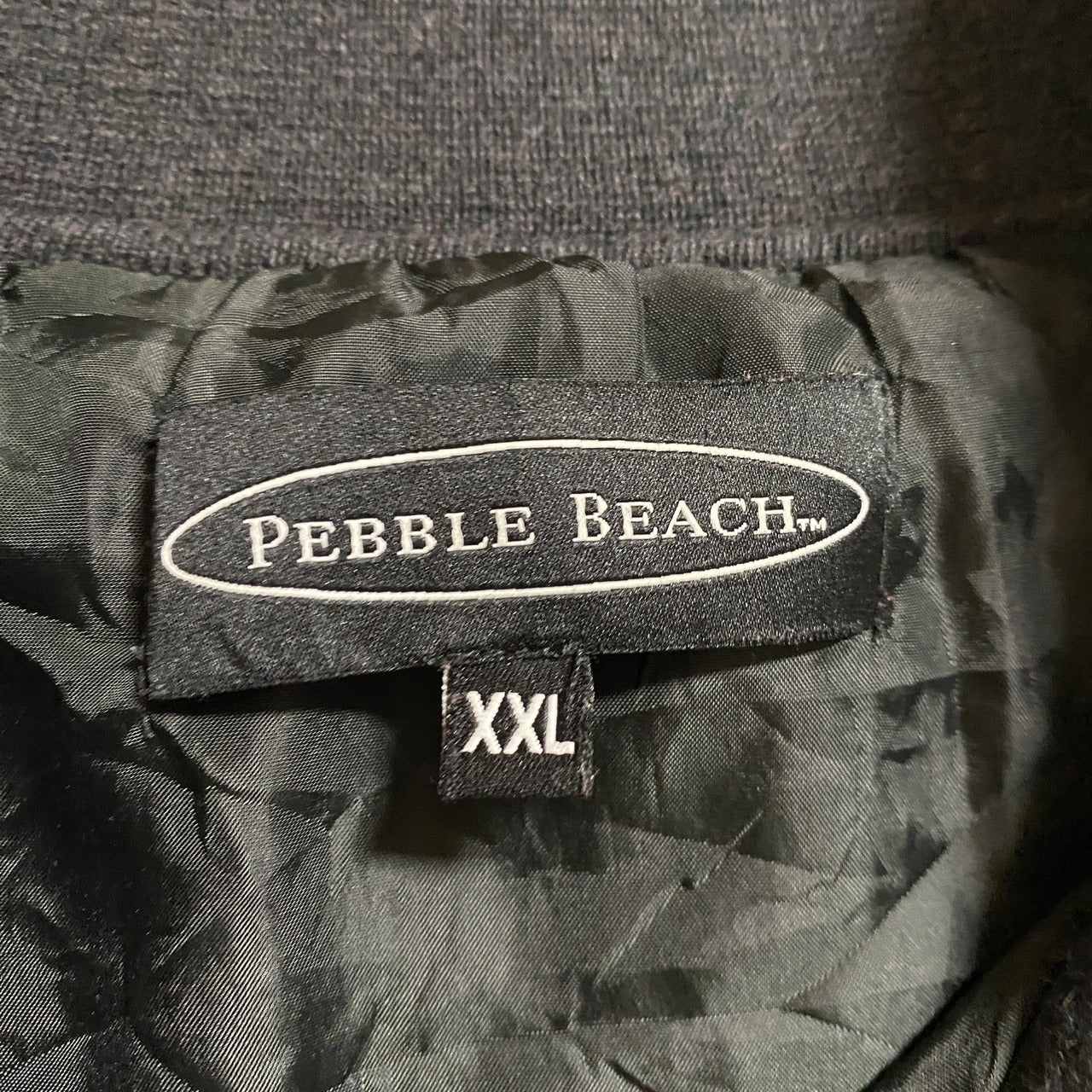 古着 used　PEBBLEBEACH　長袖ハーフジップトラックジャケット　ノームコア　ハイネック　グレー　秋冬服　2XLサイズ