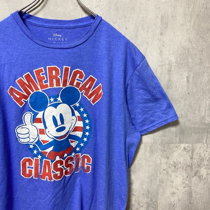古着 used　Disney　ディズニー　半袖プリントTシャツ　青　Mickey　ミッキーマウス　アメリカンクラシック