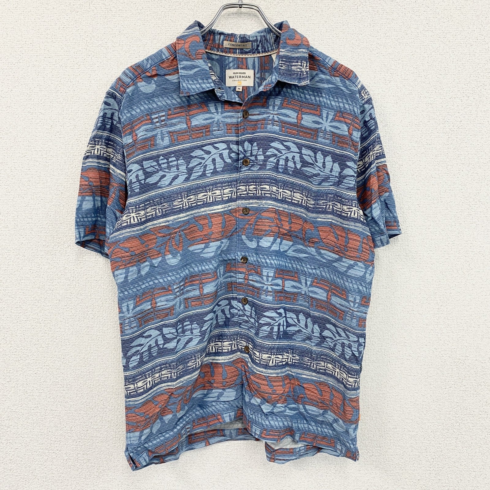 Quiksilver　クイックシルバー　COMFORT FIT　半袖アロハシャツ　総柄　マルチカラー　Mサイズ