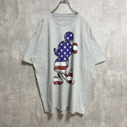 古着 used　Disney　ディズニー　Mickey　ミッキー　半袖プリントTシャツ　グレー　アメリカ　オーバーサイズ