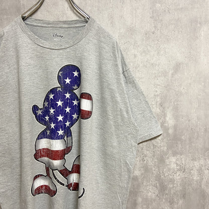 古着 used　Disney　ディズニー　Mickey　ミッキー　半袖プリントTシャツ　グレー　アメリカ　オーバーサイズ