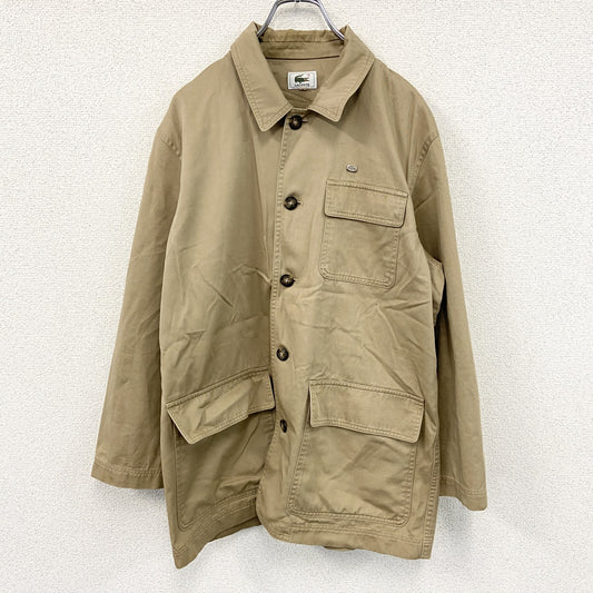LACOSTE　ラコステ　長袖シャツジャケット　大沢商会　ワニロゴプレート　3つポケット　フラップポケット　ベージュ　3サイズ