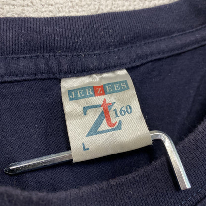 00s　JERZEES　ジャージーズ　半袖プリントTシャツ　ヴィンテージ　紺　ネイビー　Lサイズ