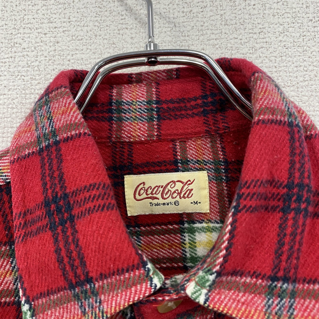Coca Cola　コカ・コーラ　長袖シャツ　チェック柄　2つポケット　赤　レッド　Mサイズ