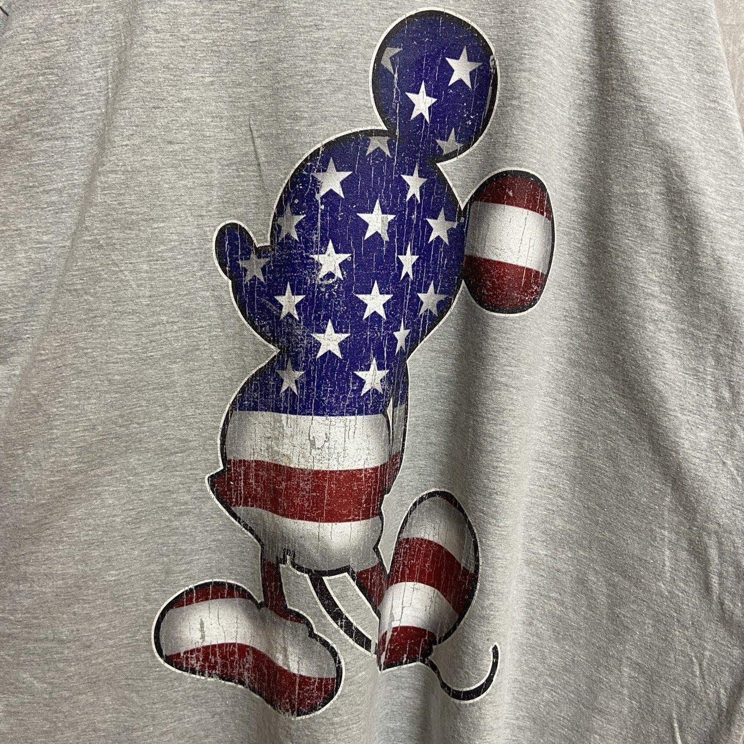 古着 used　Disney　ディズニー　Mickey　ミッキー　半袖プリントTシャツ　グレー　アメリカ　オーバーサイズ