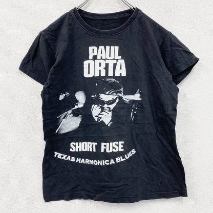 PAUL ORTA　ポールオルタ　半袖プリントバンドTシャツ　アーチプリント　両面プリント　ビッグデザイン　黒　ブラック