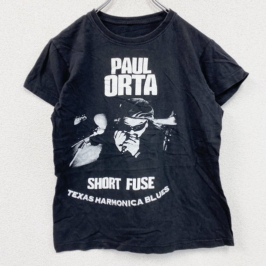 PAUL ORTA　ポールオルタ　半袖プリントバンドTシャツ　アーチプリント　両面プリント　ビッグデザイン　黒　ブラック