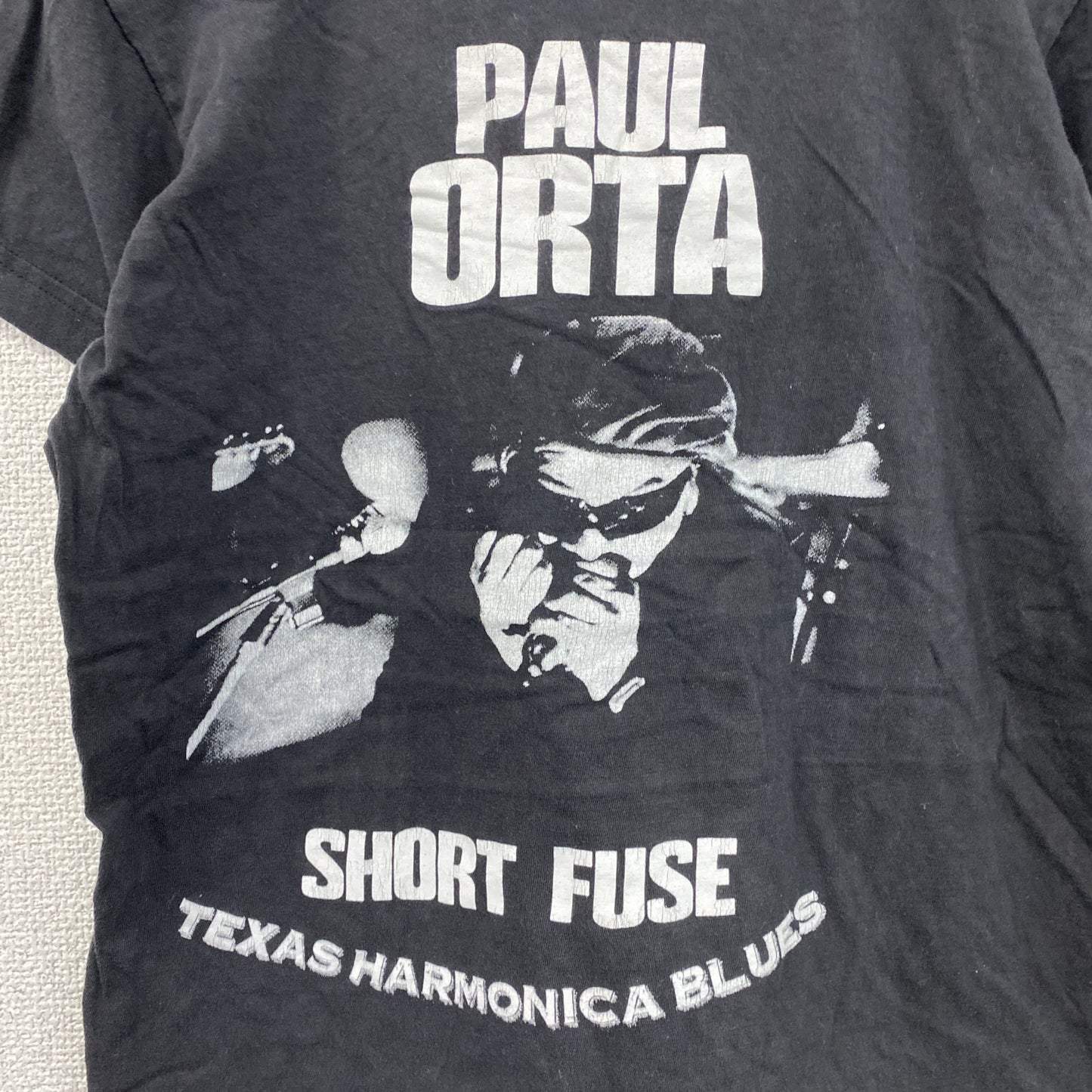 PAUL ORTA　ポールオルタ　半袖プリントバンドTシャツ　アーチプリント　両面プリント　ビッグデザイン　黒　ブラック