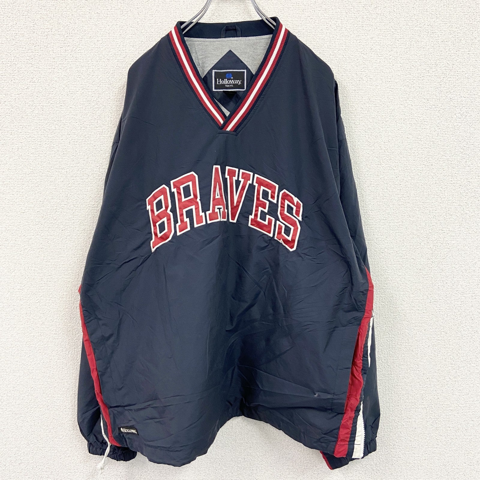 ～90s　Holloway　プルオーバーナイロンジャケット　ヴィンテージ　サイドジップ　紺　ネイビー　XLサイズ