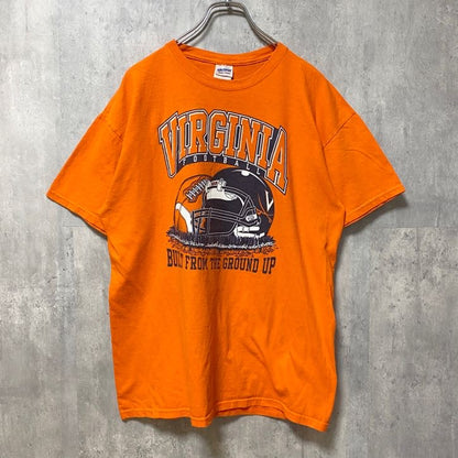 古着 used　GILDAN　ギルダン　半袖クルーネックプリントTシャツ　フットボール　バージニア　スポーツ　オレンジ　Lサイズ
