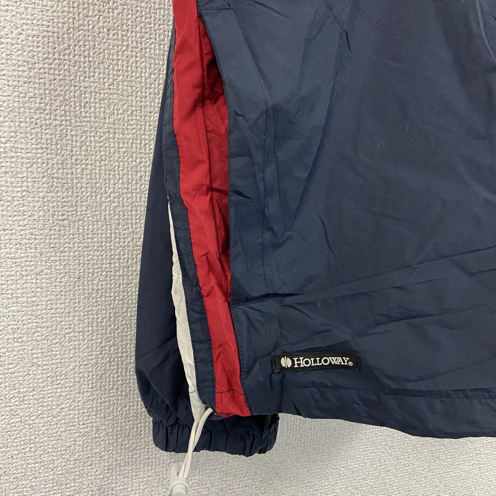 ～90s　Holloway　プルオーバーナイロンジャケット　ヴィンテージ　サイドジップ　紺　ネイビー　XLサイズ