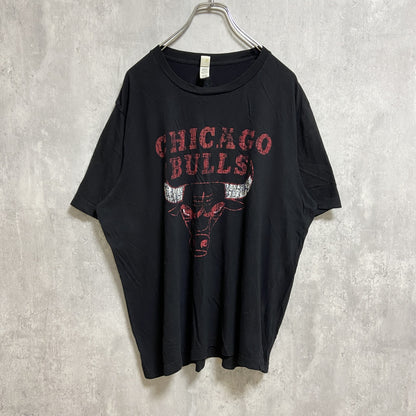 古着 used　CANVAS　半袖クルーネックプリントTシャツ　シカゴブルズ　黒　ブラック　オーバーサイズ　XLサイズ