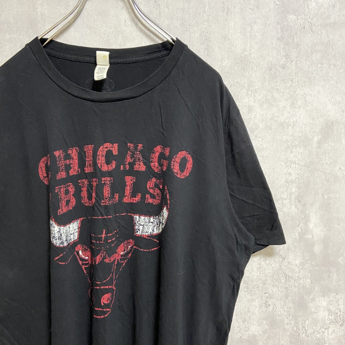 古着 used　CANVAS　半袖クルーネックプリントTシャツ　シカゴブルズ　黒　ブラック　オーバーサイズ　XLサイズ