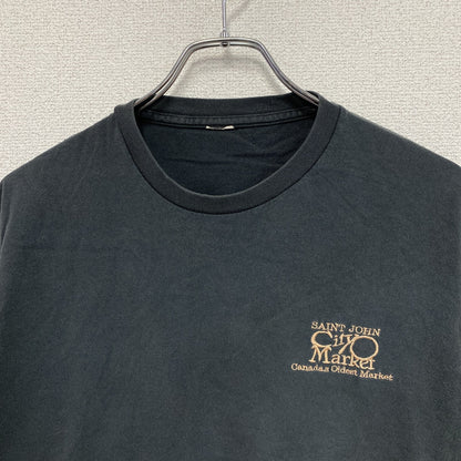 セントジョンシティマーケット　半袖プリントTシャツ　刺繍　フェード　黒　ブラック