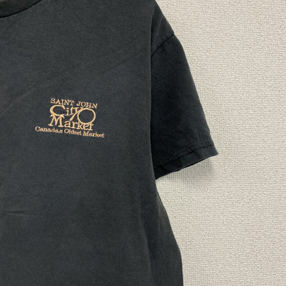 セントジョンシティマーケット　半袖プリントTシャツ　刺繍　フェード　黒　ブラック